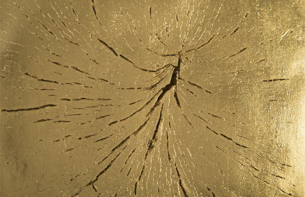 Phillips Collection Log Cross Section Wall Tile Cast Resin with Metallic Leaf Finish Organic Modern Decor Gold PH90454