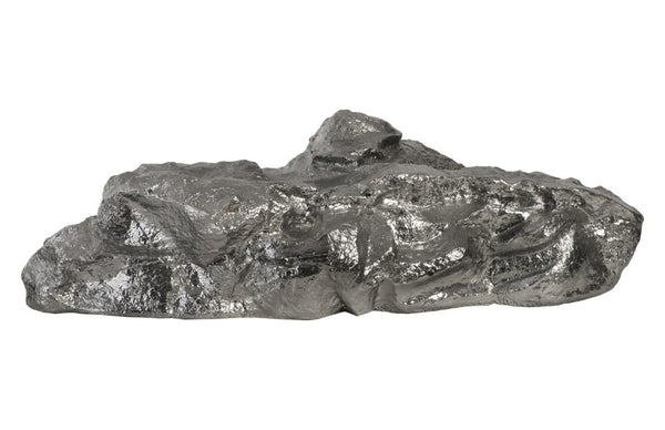 Phillips Collection Siji Sculptural Rock Form Resin Decor with Italian Silver Powder High Gloss Finish PH92560