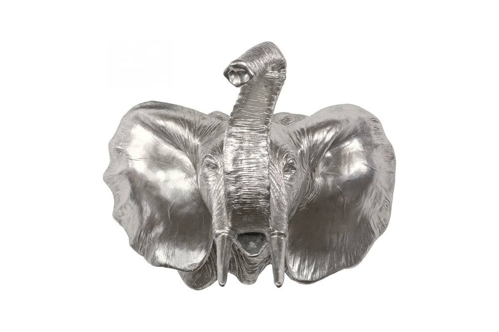 Phillips Collection Elephant Wall Sculpture in Silver Leaf Finish - Luminous Resin Art for Modern Elegance & Style PH93044