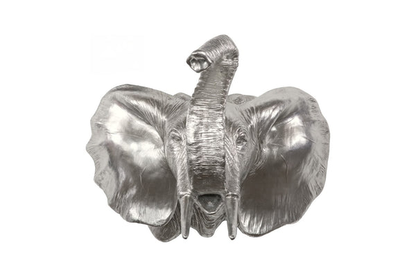 Phillips Collection Elephant Wall Sculpture in Silver Leaf Finish - Luminous Resin Art for Modern Elegance & Style PH93044