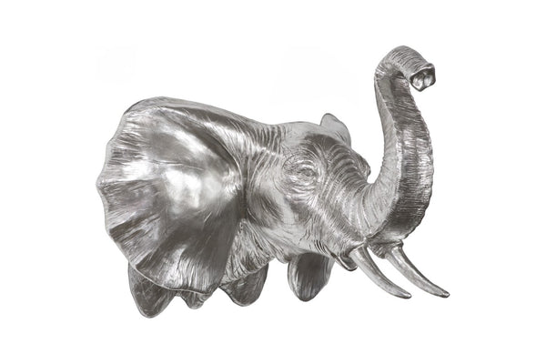 Phillips Collection Elephant Wall Sculpture in Silver Leaf Finish - Luminous Resin Art for Modern Elegance & Style PH93044