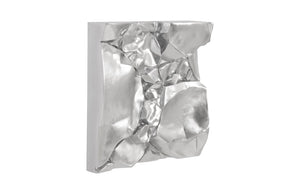 Phillips Collection Cairn Wall Tile in Silver Leaf - Sculptural Accent for Modern Spaces, Dramatic Depth & Elegance PH94496