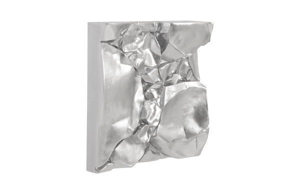 Phillips Collection Cairn Wall Tile in Silver Leaf - Sculptural Accent for Modern Spaces, Dramatic Depth & Elegance PH94496