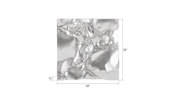 Phillips Collection Cairn Wall Tile in Silver Leaf - Sculptural Accent for Modern Spaces, Dramatic Depth & Elegance PH94496
