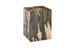 Phillips Collection Cast Petrified Wood Stool - Artisan Crafted Accent Piece for Modern and Rustic Home Décor Spaces Resin, Square PH94497