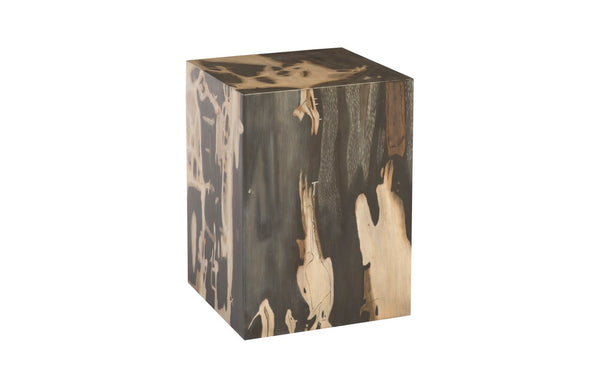 Phillips Collection Cast Petrified Wood Stool - Artisan Crafted Accent Piece for Modern and Rustic Home Décor Spaces Resin, Square PH94497