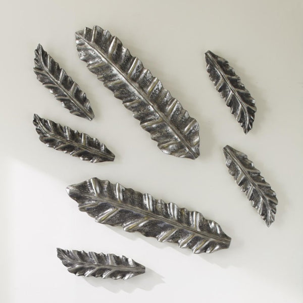 Phillips Collection Petiole Sculptural Leaf Wall Art Hand Finished Cast Resin for Gallery and High Ceiling Rooms Silver 7 L x 2 W x 20 H PH94514