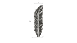 Phillips Collection Petiole Sculptural Leaf Wall Art Hand Finished Cast Resin for Gallery and High Ceiling Rooms Silver 7 L x 2 W x 21 H PH94515