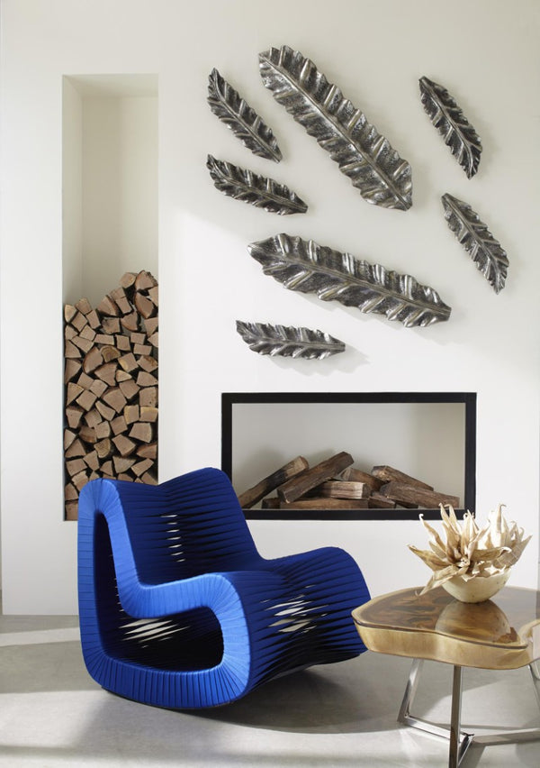 Phillips Collection Petiole Sculptural Leaf Wall Art Hand Finished Cast Resin for Gallery and High Ceiling Rooms Silver 7 L x 2 W x 21 H PH94515