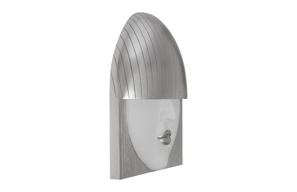 Phillips Collection Fashion Faces Wall Art – Modern Sculptural Design in Crisp White and Bright Silver for Chic Decor Large, Kiss, White and Silver Leaf PH94745