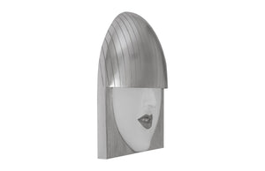 Phillips Collection Fashion Faces Wall Art – Modern Sculptural Design in Crisp White and Bright Silver for Chic Decor Large, Smile, White and Silver Leaf PH94749