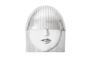 Phillips Collection Fashion Faces Wall Art – Modern Sculptural Design in Crisp White and Bright Silver for Chic Decor Large, Smile, White and Silver Leaf PH94749