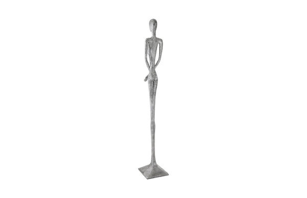 Phillips Collection Lottie Sculpture - Mid-Century Modern Elegance with Handcrafted Texture for Stylish Home Decor Resin, Liquid Silver PH95577