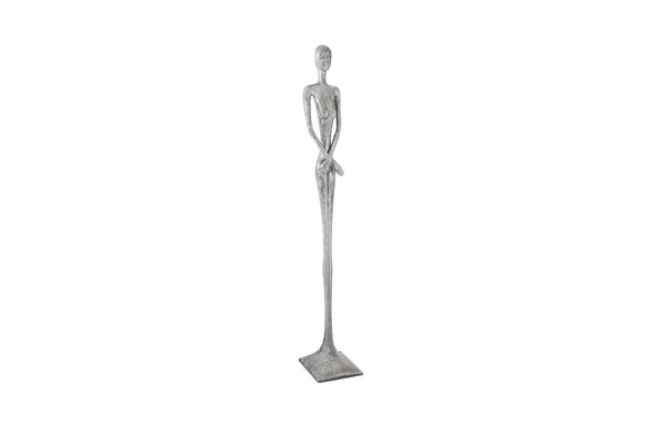 Phillips Collection Lottie Sculpture - Mid-Century Modern Elegance with Handcrafted Texture for Stylish Home Decor Resin, Liquid Silver PH95577