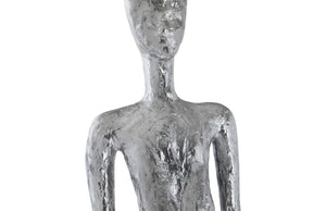 Phillips Collection Lottie Sculpture - Mid-Century Modern Elegance with Handcrafted Texture for Stylish Home Decor Resin, Liquid Silver PH95577