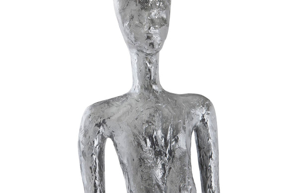 Phillips Collection Lottie Sculpture - Mid-Century Modern Elegance with Handcrafted Texture for Stylish Home Decor Resin, Liquid Silver PH95577