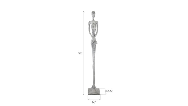 Phillips Collection Lottie Sculpture - Mid-Century Modern Elegance with Handcrafted Texture for Stylish Home Decor Resin, Liquid Silver PH95577