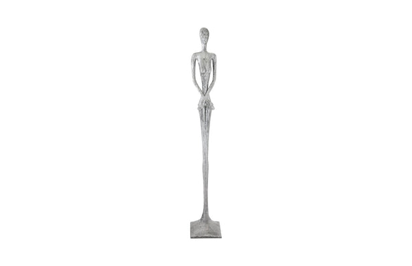 Phillips Collection Lottie Sculpture - Mid-Century Modern Elegance with Handcrafted Texture for Stylish Home Decor Resin, Liquid Silver PH95577