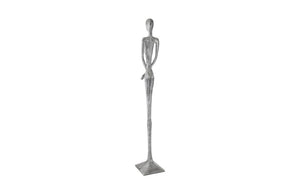 Phillips Collection Lottie Figurative Floor Sculpture Hammered Resin Silver Finish Mid-Century Modern Decor PH95577