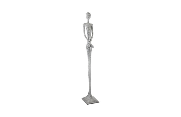 Phillips Collection Lottie Figurative Floor Sculpture Hammered Resin Silver Finish Mid-Century Modern Decor PH95577
