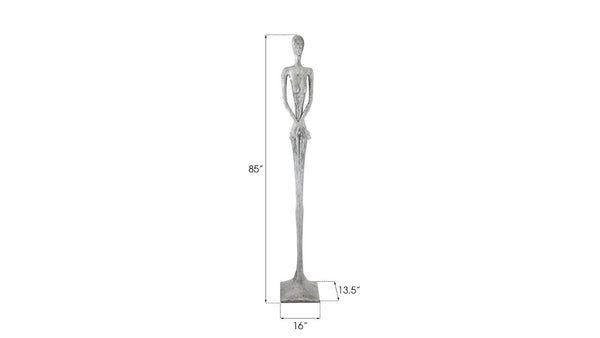 Phillips Collection Lottie Figurative Floor Sculpture Hammered Resin Silver Finish Mid-Century Modern Decor PH95577