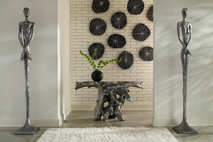 Phillips Collection Lottie Figurative Floor Sculpture Hammered Resin Silver Finish Mid-Century Modern Decor PH95577