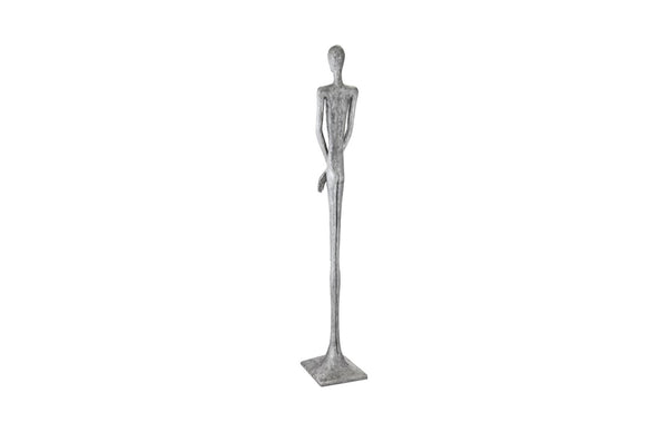 Phillips Collection Lloyd Sculpture - Striking Mid-Century Modern Accent with Textured Finish for Stylish Home Decor Resin, Liquid Silver PH95578