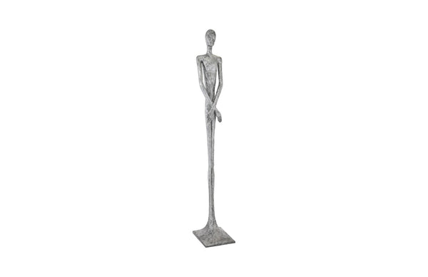 Phillips Collection Lloyd Sculpture - Striking Mid-Century Modern Accent with Textured Finish for Stylish Home Decor Resin, Liquid Silver PH95578