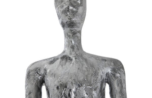 Phillips Collection Lloyd Sculpture - Striking Mid-Century Modern Accent with Textured Finish for Stylish Home Decor Resin, Liquid Silver PH95578