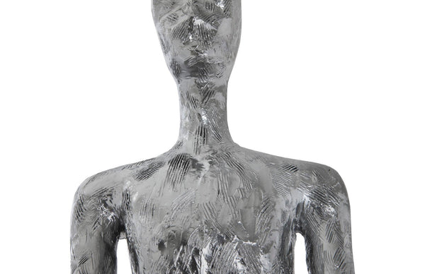 Phillips Collection Lloyd Sculpture - Striking Mid-Century Modern Accent with Textured Finish for Stylish Home Decor Resin, Liquid Silver PH95578