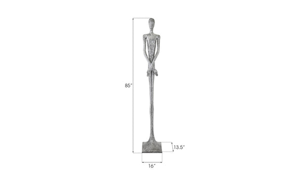 Phillips Collection Lloyd Sculpture - Striking Mid-Century Modern Accent with Textured Finish for Stylish Home Decor Resin, Liquid Silver PH95578