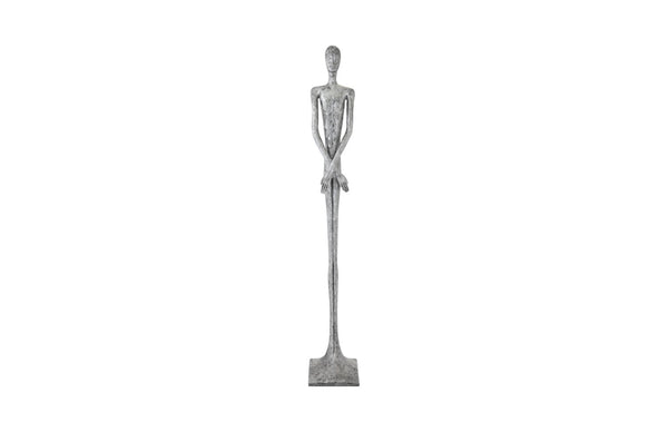 Phillips Collection Lloyd Sculpture - Striking Mid-Century Modern Accent with Textured Finish for Stylish Home Decor Resin, Liquid Silver PH95578