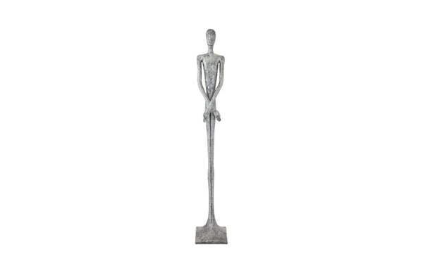 Phillips Collection Lloyd Tall Resin Floor Sculpture Hammered Silver Finish Mid-Century Organic Figurative Art PH95578