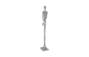 Phillips Collection Lloyd Tall Resin Floor Sculpture Hammered Silver Finish Mid-Century Organic Figurative Art PH95578