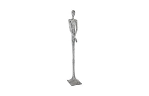 Phillips Collection Lloyd Tall Resin Floor Sculpture Hammered Silver Finish Mid-Century Organic Figurative Art PH95578
