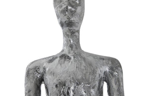 Phillips Collection Lloyd Tall Resin Floor Sculpture Hammered Silver Finish Mid-Century Organic Figurative Art PH95578