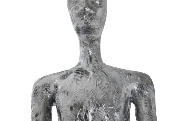 Phillips Collection Lloyd Tall Resin Floor Sculpture Hammered Silver Finish Mid-Century Organic Figurative Art PH95578