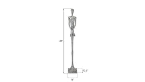 Phillips Collection Lloyd Tall Resin Floor Sculpture Hammered Silver Finish Mid-Century Organic Figurative Art PH95578