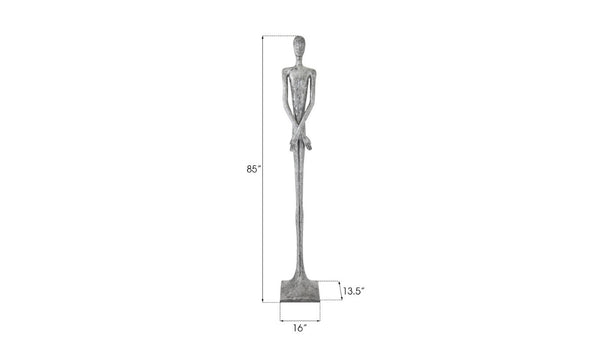 Phillips Collection Lloyd Tall Resin Floor Sculpture Hammered Silver Finish Mid-Century Organic Figurative Art PH95578