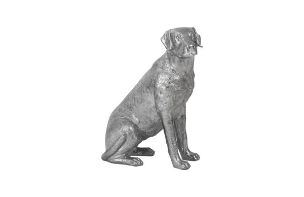 Phillips Collection Labrador, Sitting Dog Sculpture Resin Floor Statue with Metallic Silver Finish 32 Inches PH95581