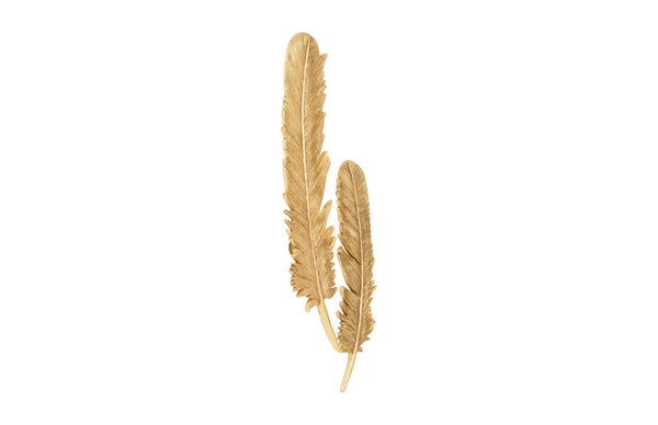 Phillips Collection Feathers Wall Art - Modern Organic Silver Sculptures for Elegant Home Decor and Contemporary Style Large, Gold Leaf, Set of 2 PH95596