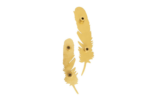 Phillips Collection Feathers Wall Art - Modern Organic Silver Sculptures for Elegant Home Decor and Contemporary Style Large, Gold Leaf, Set of 2 PH95596
