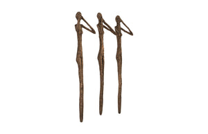 Phillips Collection See, Speak, Hear No Evil Wall Art Trio - Modern Sculptural Decor for Stylish Home Interiors Resin, Bronze, Set Of 3 PH96052