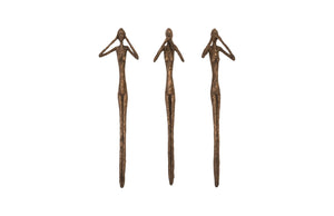 Phillips Collection See, Speak, Hear No Evil Wall Art Trio - Modern Sculptural Decor for Stylish Home Interiors Resin, Bronze, Set Of 3 PH96052