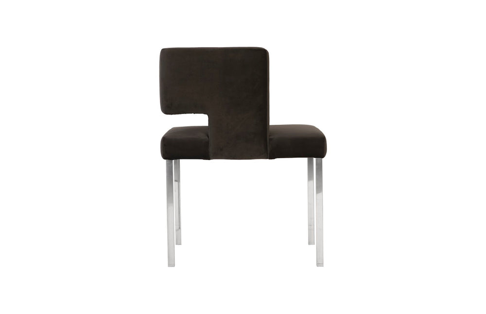 Phillips Collection Raffia Dining Chair - Modern Black Velvet Upholstery with Durable Stainless Steel Legs for Comfort PH96669