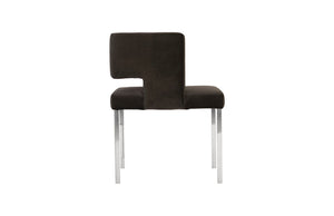 Phillips Collection Raffia Dining Chair - Modern Black Velvet Upholstery with Durable Stainless Steel Legs for Comfort PH96669