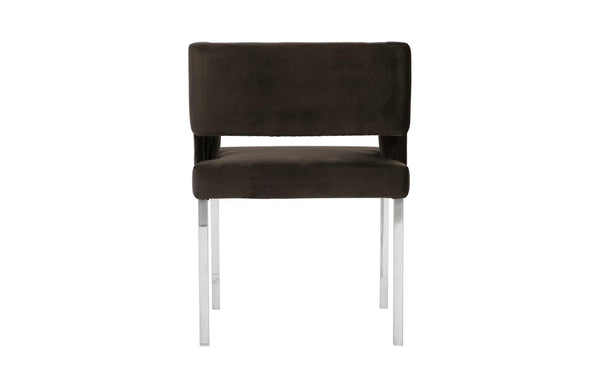 Phillips Collection Raffia Dining Chair - Modern Black Velvet Upholstery with Durable Stainless Steel Legs for Comfort PH96669