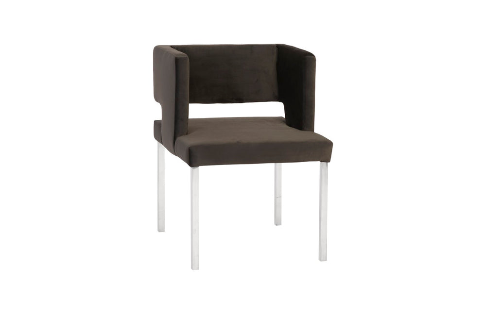 Phillips Collection Raffia Dining Chair - Modern Black Velvet Upholstery with Durable Stainless Steel Legs for Comfort PH96669