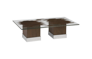 Phillips Collection Floating Wood Veneer Glass Coffee Table Low Profile Modern Living Room Accent PH96672