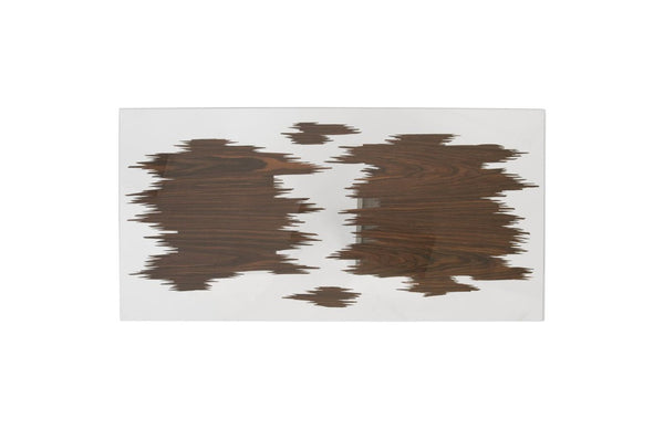Phillips Collection Floating Wood Veneer Glass Coffee Table Low Profile Modern Living Room Accent PH96672